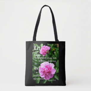 Peonies by Pearl with Hebrews 10:23 Tote Bag