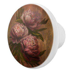 Peonies Ceramic Knob