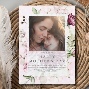 Peonies elegant photo mother's day holiday card