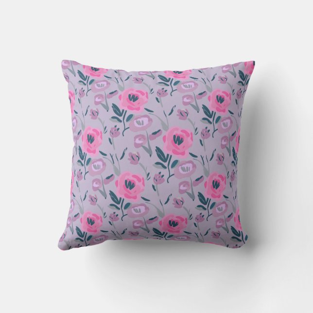 Peonies Field Pattern Cushion (Back)