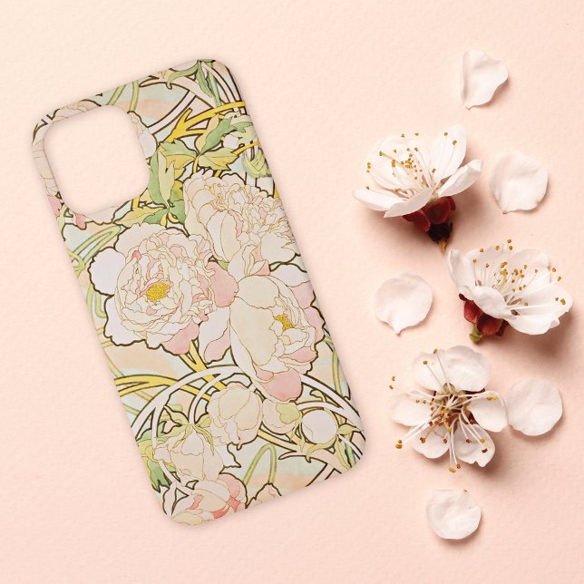 Peonies Floral Alphonse Mucha iPhone Case (Creator Uploaded)