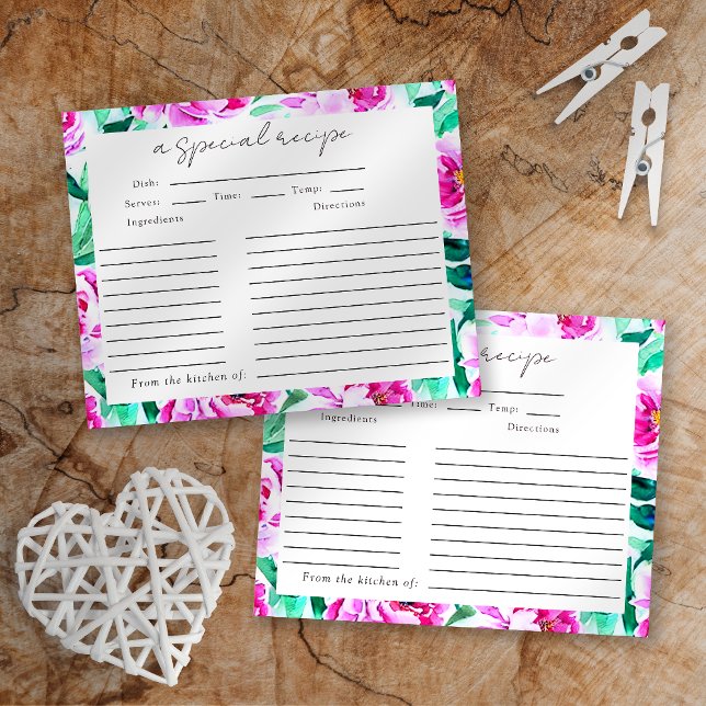 Peonies Floral Bridal Shower Recipe Card (Creator Uploaded)