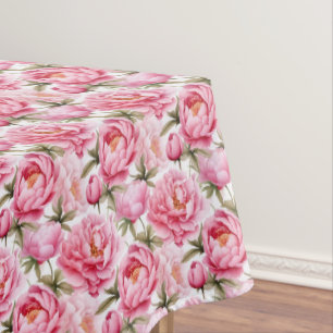 Peonies Floral Cotton Tablecloth