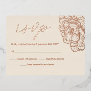 Peonies Floral Elegant REAL Rose Gold RSVP Cards