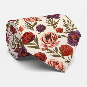 Peonies Floral Groomsman Classic Wedding Tie