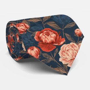 Peonies Floral Husband Unique Wedding Tie