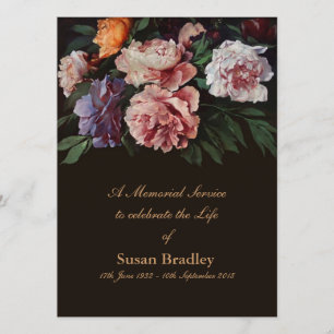 Peonies Floral Painting 1 Funeral Announcement