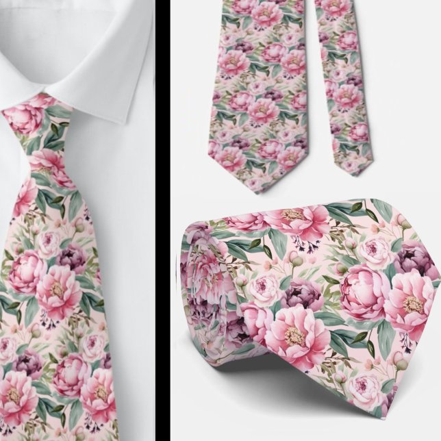 Peonies Floral Peony Flowers Tie (Creator Uploaded)
