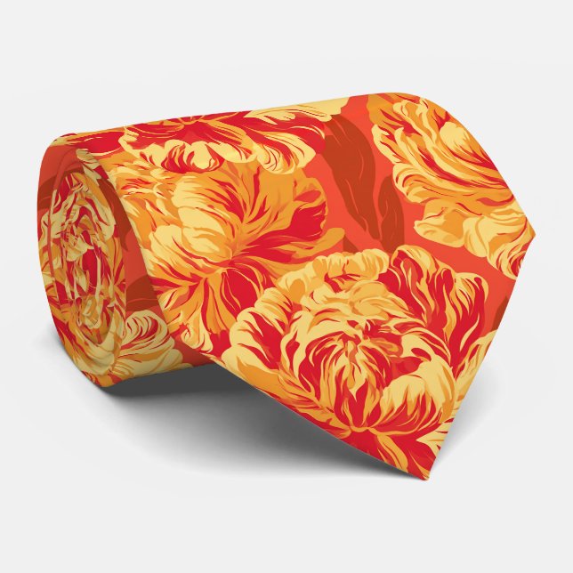 Peonies Flower Uncle Wedding  Tie (Rolled)