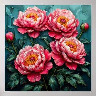 Peonies flowers poster
