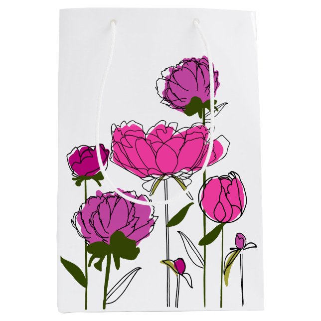 Peonies Gift Bag (White) (Front)