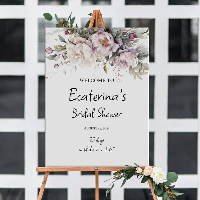 Peonies & greenery bridal shower welcome sign (Creator Uploaded)