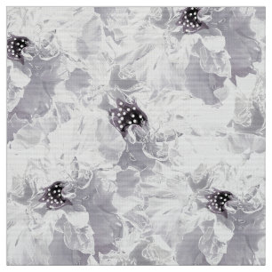 Peonies, grey and white, floral, white flowers fabric