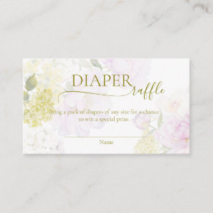 Peonies Hydrangea Pastel Baby Shower Diaper Raffle Enclosure Card