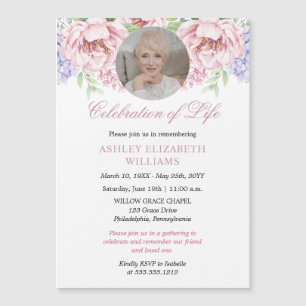 Peonies    Hydrangeas Floral Celebration of Life Magnetic Invitation
