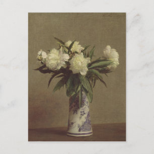 Peonies in a Blue and White Vase Postcard