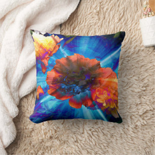 Peonies in Blue Light Cushion