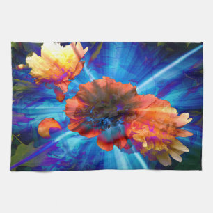 Peonies in Blue Light Tea Towel