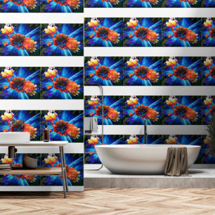 Peonies in Blue Light Wallpaper