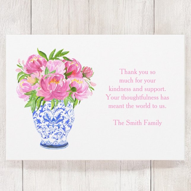 Peonies in Chinoiserie Vase – Sympathy Thank You Card (Creator Uploaded)