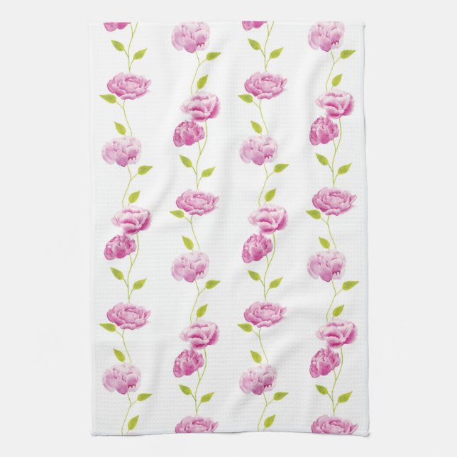 Peonies in the Orangery Tea Towel (Vertical)