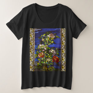 Peonies in the wind stained glass plus size T-Shirt