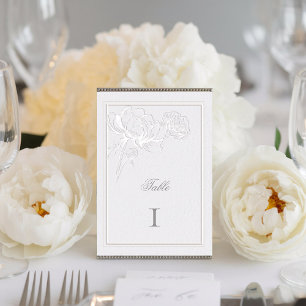 Peonies Ivory Double Frame Formal Elegant Wedding Table Number