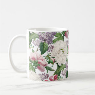 Peonies & Lilacs Flower Garden Watercolor Pattern Coffee Mug