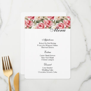Peonies Menu Card