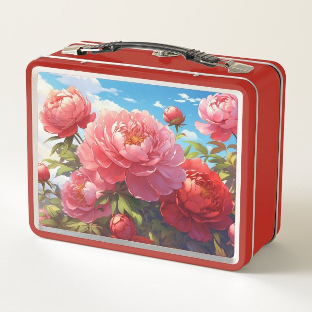 Peonies  metal lunch box (Back)