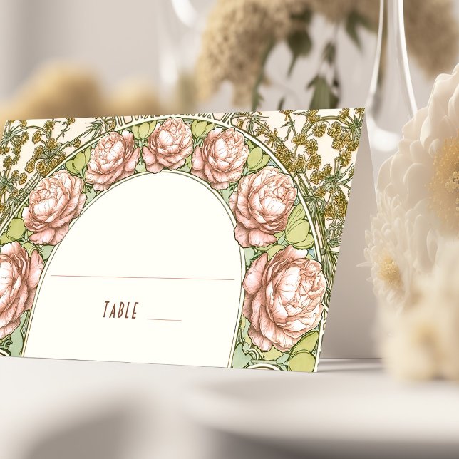 Peonies Name Cards Wedding Table Vintage (Creator Uploaded)