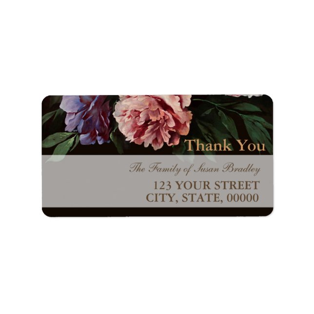 Peonies Painting 1 Family Thank You Address Label (Front)
