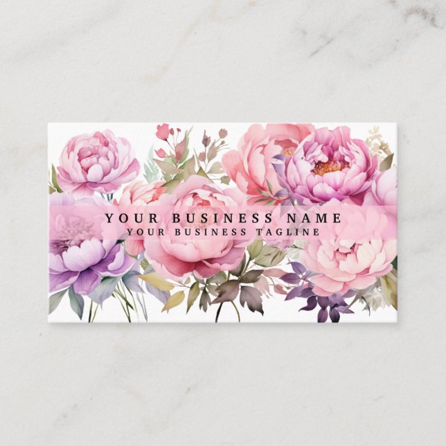Peonies Peony Flowers Business Cards (Front)
