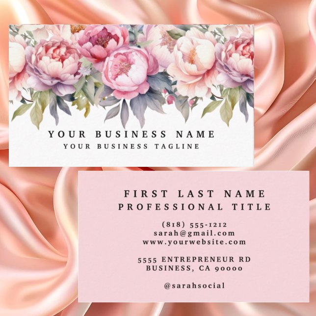 Peonies Peony Flowers Business Cards (Creator Uploaded)