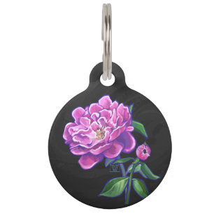 Peonies Pet Tag