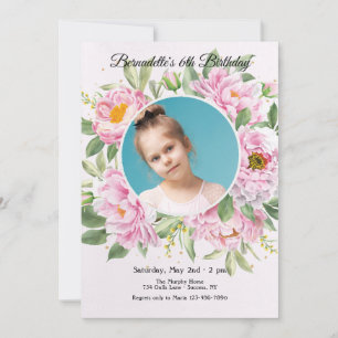 Peonies Photo Card/Invitation Invitation