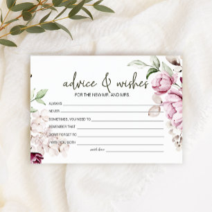 Peonies Pink Burgundy Floral Advice Wishes Wedding Stationery