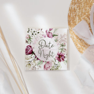 Peonies Pink Burgundy Floral Date Night Card