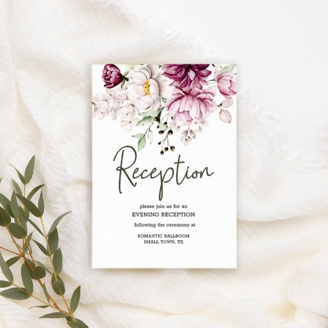 Peonies Pink Burgundy Floral Wedding Enclosure Card (Creator Uploaded)