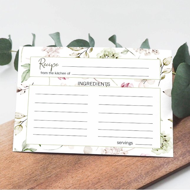 Peonies Pink Burgundy Floral Wedding Recipe Card (Creator Uploaded)