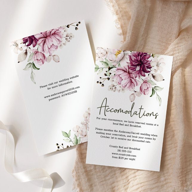 Peonies Pink BurgundyFloral Wedding Enclosure Card (Creator Uploaded)