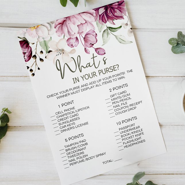 Peonies Pink Floral Game Whats In Your Purse Flyer (Creator Uploaded)