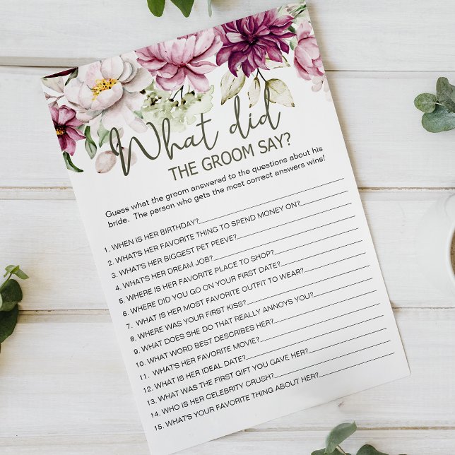 Peonies Pink Floral Game Would the Groom Say Flyer (Creator Uploaded)