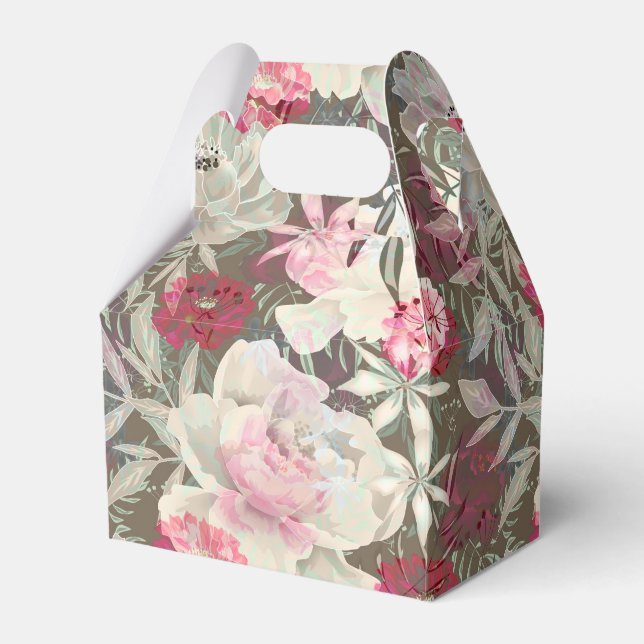 Peonies pink rose flowers flower garden bouquet favour box (Front Side)