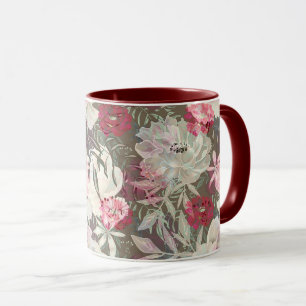 Peonies pink rose flowers flower garden bouquet mug