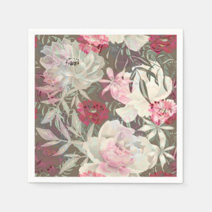Peonies pink rose flowers flower garden bouquet napkin