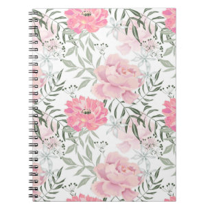 Peonies pink rose flowers flower garden bouquet notebook