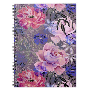 Peonies pink rose flowers flower garden bouquet notebook