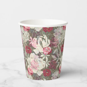 Peonies pink rose flowers flower garden bouquet  paper cups