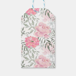 Peonies pink rose flowers  gift tags